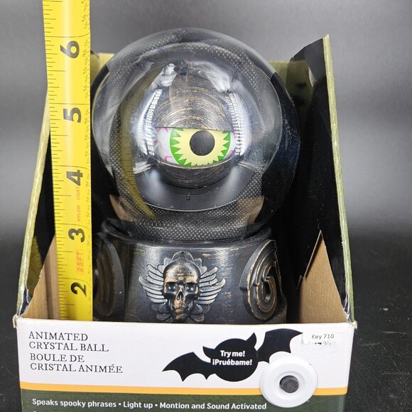 Gemmy Animated Crystal Ball Halloween Skull Eye Motion Sound Light Decor 6 Inch - Picture 11 of 14